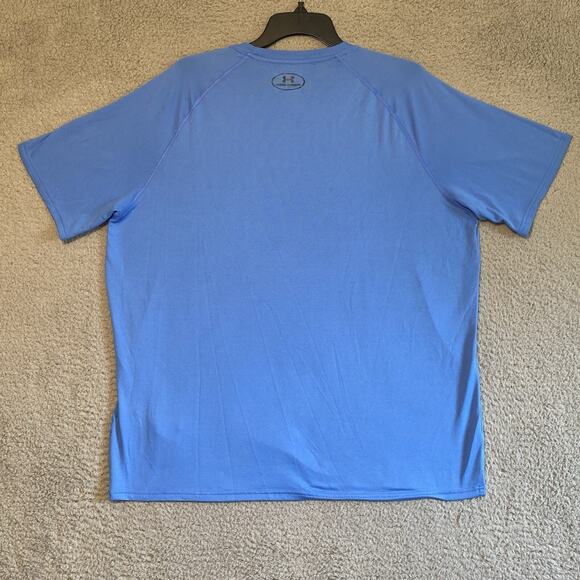 Under Armour Mens Shirt XL Heatgear Crew Neck Blue Casual Athleisure Adult - Picture 13 of 16
